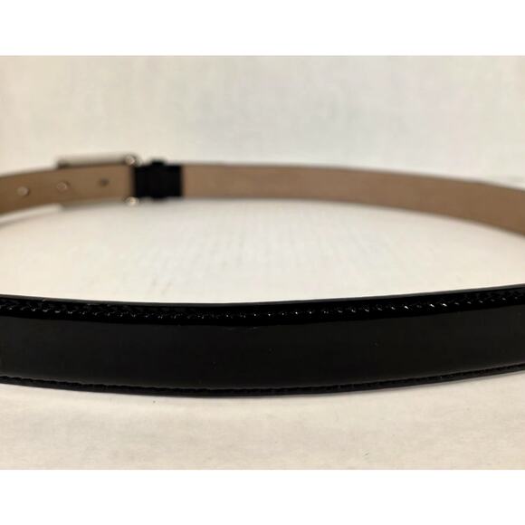 Dolce & Gabbana Black Patent Leather Belt Gold Logo Plaque Milano Italia Size 34 main image 4